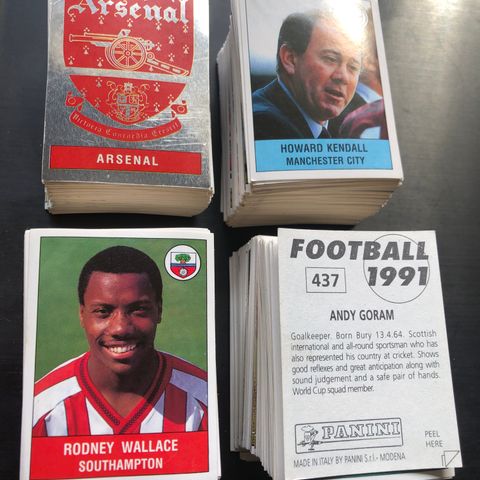 Panini England 91 klistremerker fotballkort stickers 1991 Kjøp de du mangler!