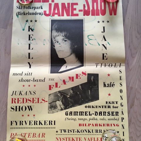 Plakat Norsk The Flames Kelly Jane Show 60 tallet