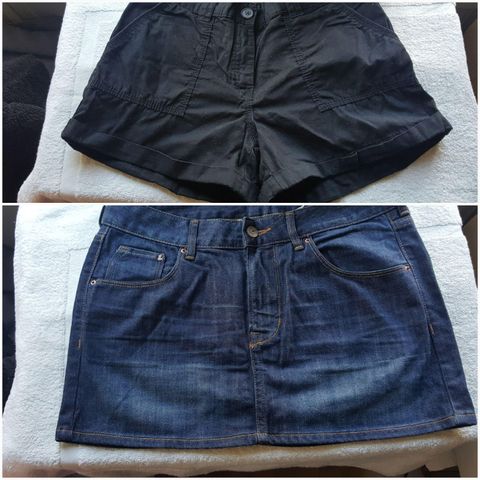 Ola / jeans skjørt i str. 170 og shorts str 34. Ubrukt!