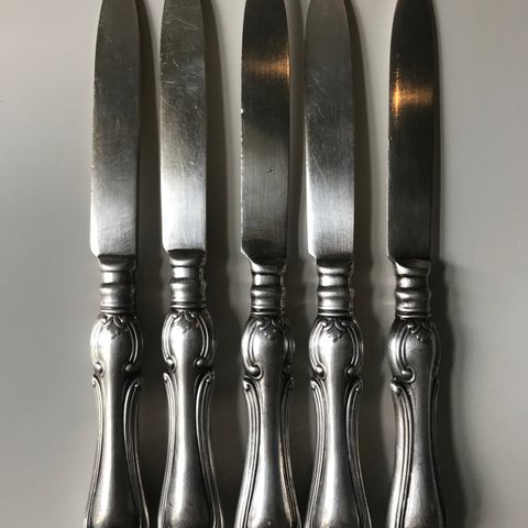Vintage frukt kniver i sølvplett