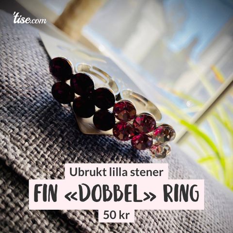 «Dobbel» ring med lilla stener