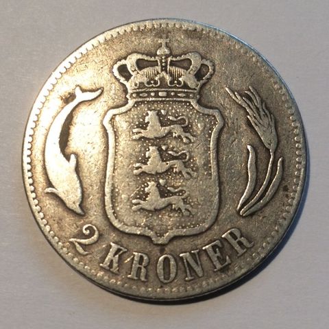 1876 Danmark. To kroner