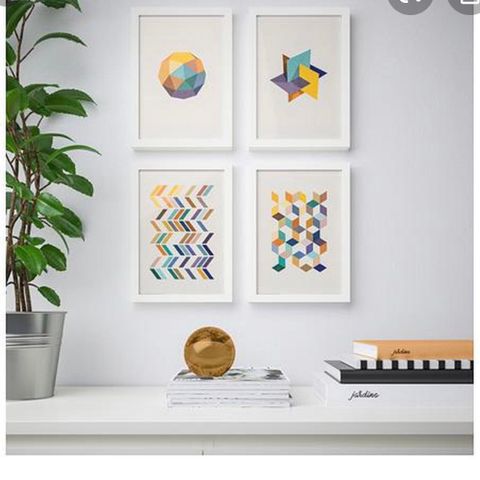 Ubrukt/uåpnet/ny! 4 stk flotte geometri bilder 21x30cm. 69kr stk