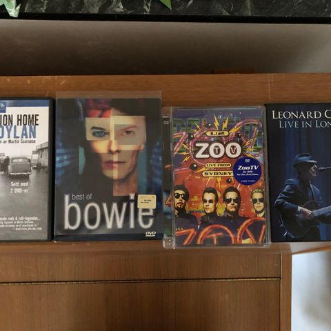 Musikk dvd - David Bowie, U2 og Leonard Cohen