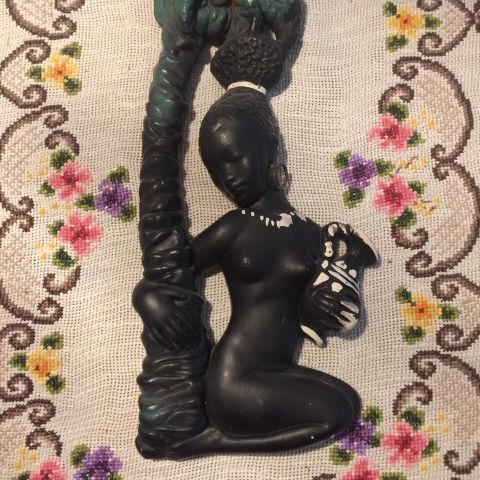 Vintage Veggskulptur av Afrodame Original 1950s