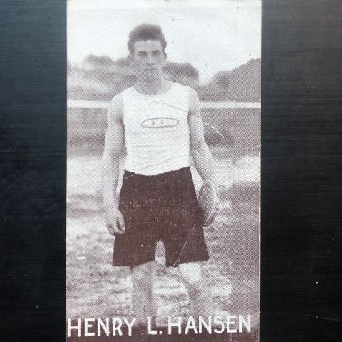 Henry L. Hansen Bodø spyd diskos friidrett sigarettkort 1930 Tiedemanns Tobak