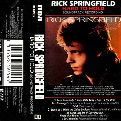Rick Springfield – Hard To Hold - Soundtrack Recording ( Cass, Album 1984)
