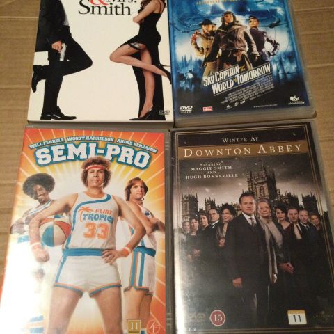 DVD Mr & Ms Smith.- semi pro - sky captain - downton abbey norske tekster