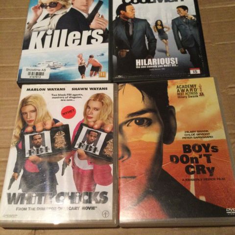 DVD Killers- boys dont cry - cool men - white chicks.     Norske tekster