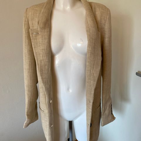 Jakke beige Zara 44 % lin linblanding innsvinget