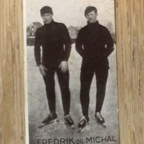 Fredrik og Michal Michelsen Hamar Skøyter sigarettkort 1930 Tiedemanns Tobak