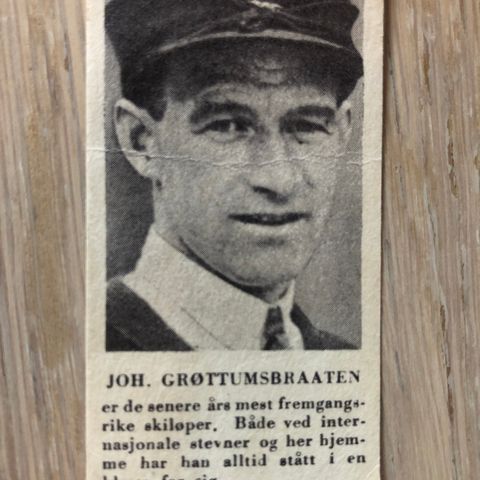 Johan Grøttumsbraaten Ski sigarettkort fra ca 1930 Conrad Langaard Milo!