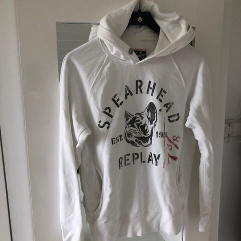 Replay vintage hettegenser. 100% bommull. Off-white.