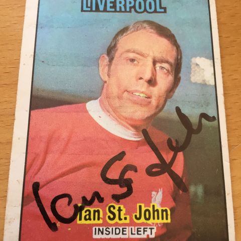 Liverpool - Ian St. John signert fotballkort fra 1970