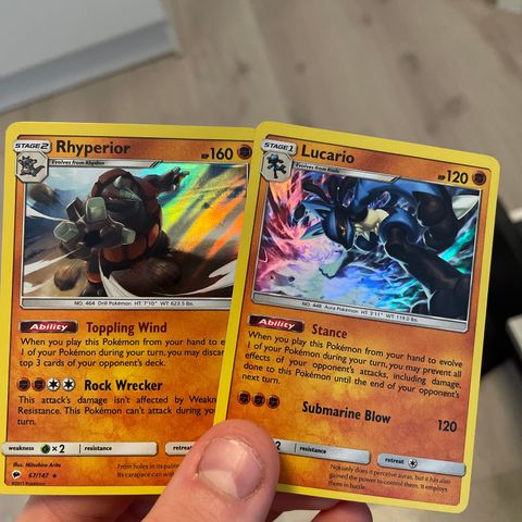 Pokemon Kort Holo Lucario & Rhyperior Sun & Moon