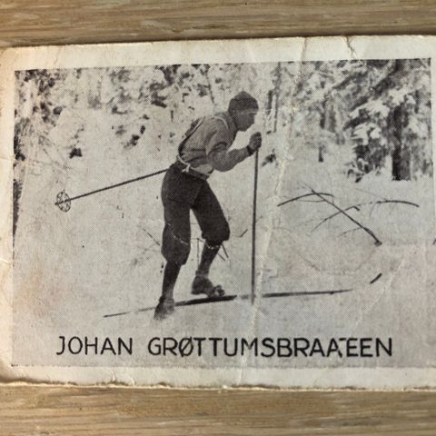 Johan Grøttumsbraaten Langrenn Ski sigarettkort fra ca 1930 Tiedemanns Tobak!