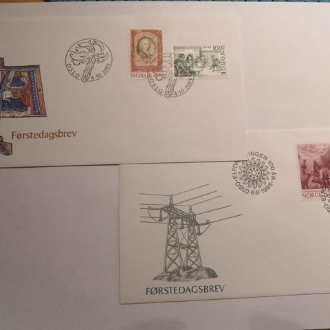 Førstedagsbrev 2 stk fra 1985, FDC