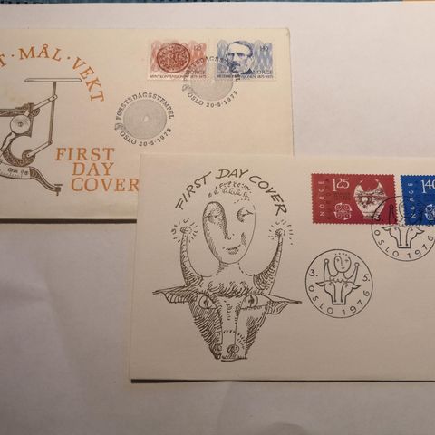 Førstedagsbrev 2 stk fra 1976 FDC, stemplet oslo