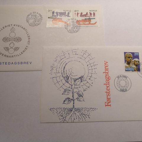 Førstedagsbrev 2 stk fra 1985 FDC