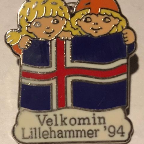 Kristin&Håkon flagg pins Island - Lillehammer 1994