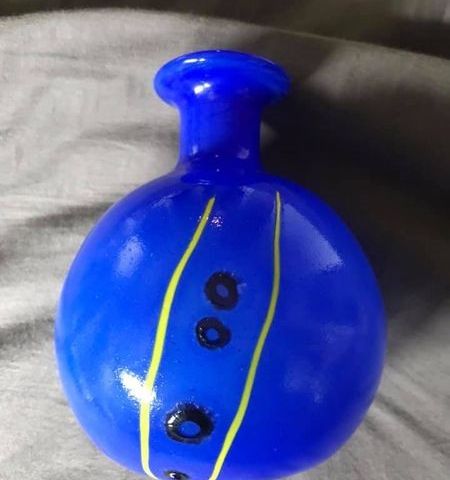 Kunstglass, pen blå vase/dekorasjon