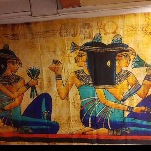 Stort Egyptisk vegg display I silkeaktig stoff. 150cm X 130 cm , ancient Egypt