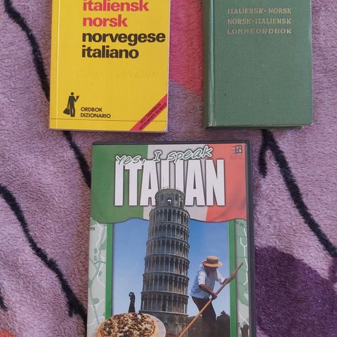 Italiensk. Italiano. Lingva italiana. Som nye. Ordbøker. CD kurs.