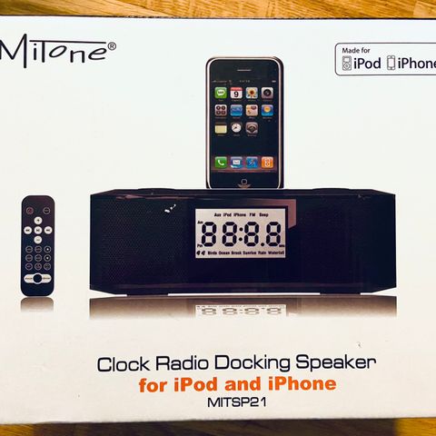 Clock, Radio og Docking Speaker til iPhone/iPod