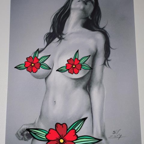 PRINT OF ORIGINAL PIN UP ART BY SLY DESIGN.SIGNED.NR.25