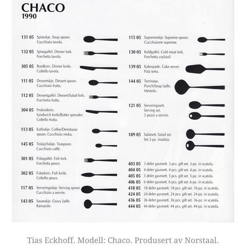 Chaco bestikk, matt, Norsk Stålpress/ Norstaal (gammel type)