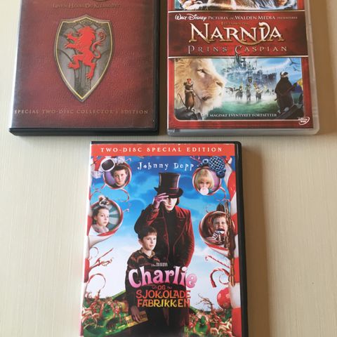 DOBBEL DVD Charlie & Sjokoladefabrikken m bonusmat: 50,-