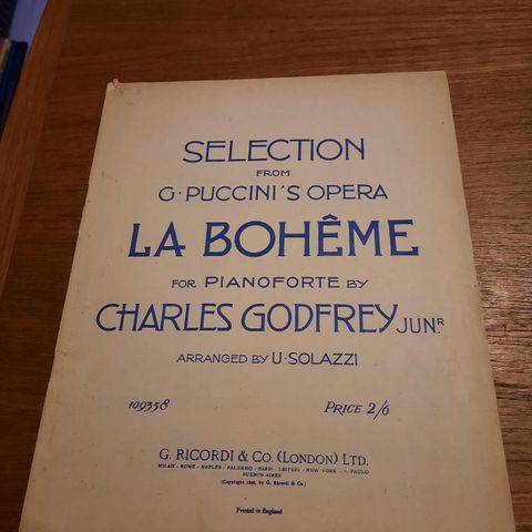 Selection from G. Puccini's Opera La Boheme - Noter