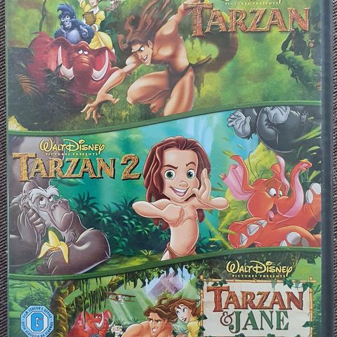 NY Trippel-DVD Disney "Tarzan, Tarzan 2 og Tarzan & Jane" KUN ENGELSK!