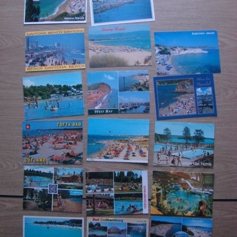 16 postkort med badeliv
