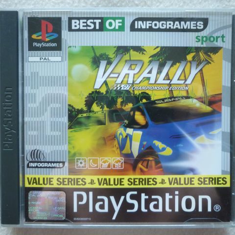 Sony PlayStation 1 spill - V-Rally, 97 Championship Edition med hefte.