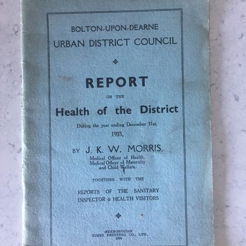 Vintage 1933 UK Health of District Report