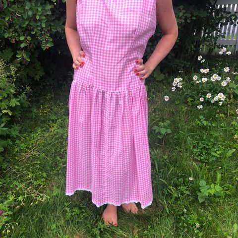 Vintage rosa gingham kjole