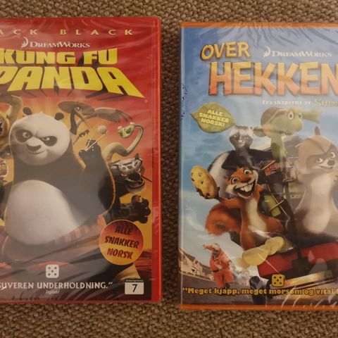 Kung Fu Panda og Over Hekken - uåpnede i plast