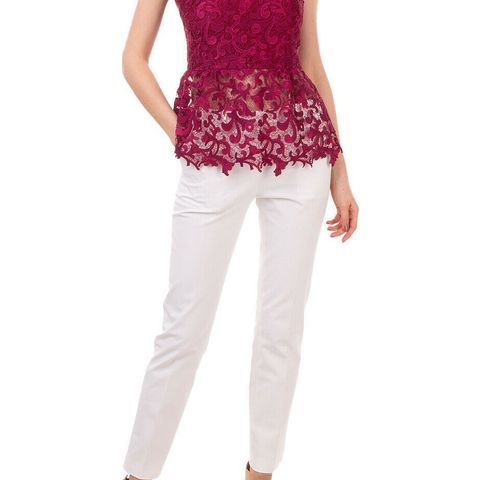 OSCAR DE LA RENTA Lace Peplum Top Size 4, S Silk Lined