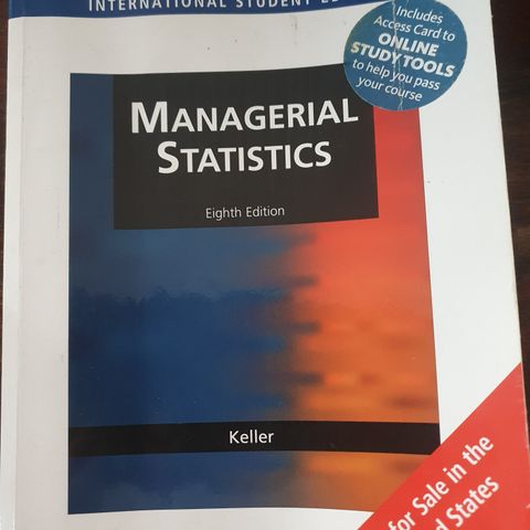 Managerial Statistics. Keller. 8th edition