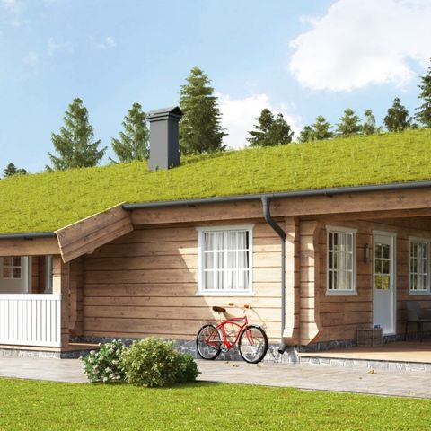 Håndlaftet hytte Uvdal vegtykkelse 200mm, komplett byggesett