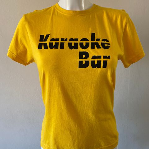 T-skjorte gul, unik retro med Karaoke Bar print