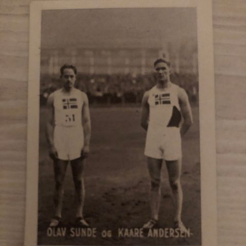 Olav Sunde Kaare Andersen Spyd sigarettkort fra ca 1930 Tiedemanns Tobak!