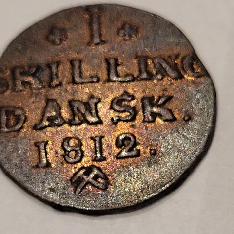 1 skilling 1812 Dansk, flott mynt