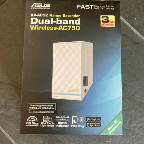 Trådløst multimodem for bredbånd og bredbåndstelefoni og Asus trådløs forsterker