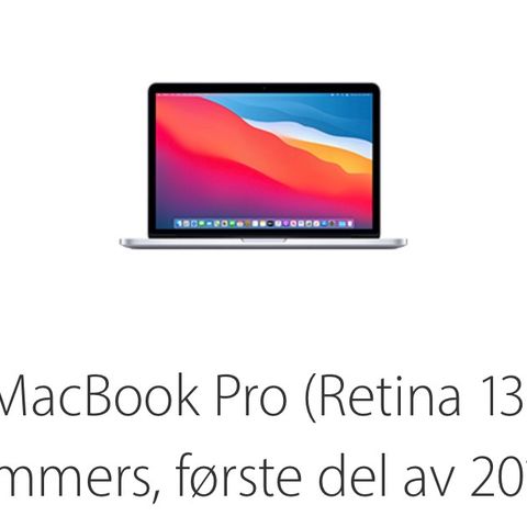 Macbook Pro Retina 13 tommers (første del 2015)