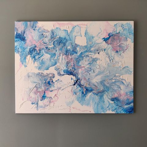 Abstrakt fluid art maleri med struktur 70x90