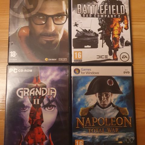 Eldre PC spill Battlefield 2/Half Life 2/Napoleon/Grandia 2