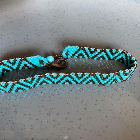 Turquoise and Metallic Bracelet from Istanbul (Handmade) - turkis armbånd