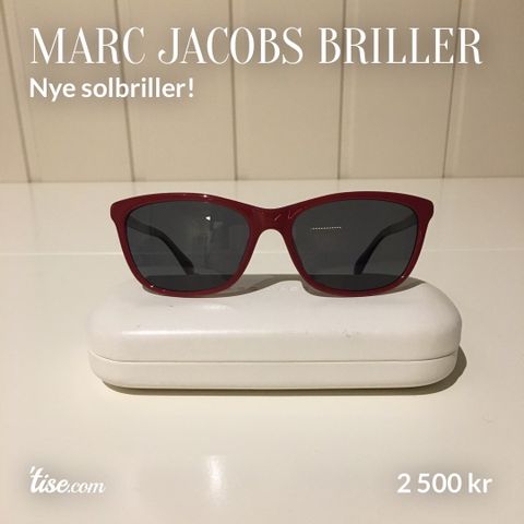 Nye/ubrukte burgunderfarget Marc Jacobs solbriller.